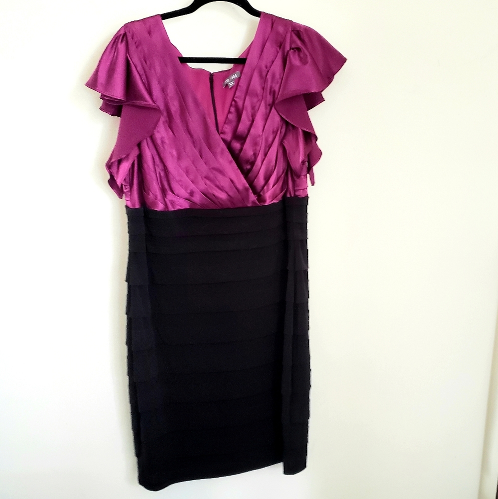Roz & Ali pink and black dress, sz 18
